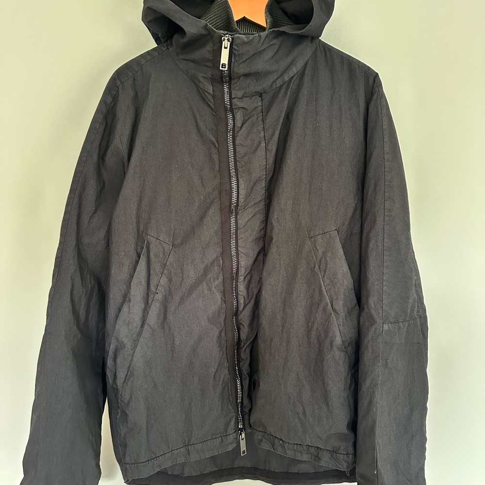 Men's Black Hooded Windbreaker